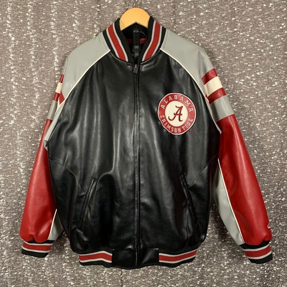 VTG 90s Alabama Crimson Tide G-III Leather Varsity Jacket Bomber Mens Large
